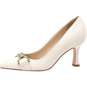 Women's White Closed Toe High Heels Dress Pointed Toe Wedding Pump Shoes
